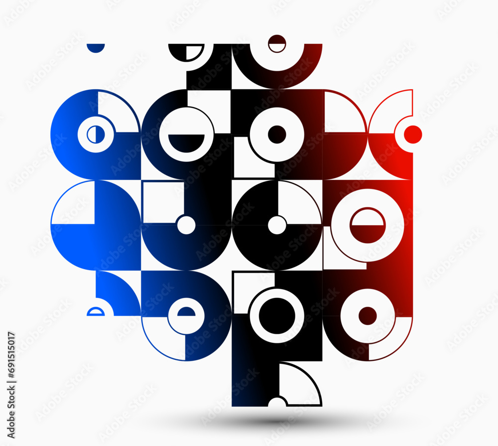 Poster abstract vector bauhaus geometric background, tech engineering look like shapes and lines compositio