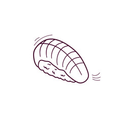 Hand Drawn illustration of sushi icon. Doodle Vector Sketch Illustration