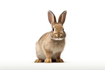 Obraz premium Graceful Oryctolagus Cuniculus Rabbit Stands Majestically Against an Isolated White Background.