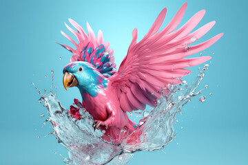 Splash fluid 3d cockatoo parrot illustration 3d 