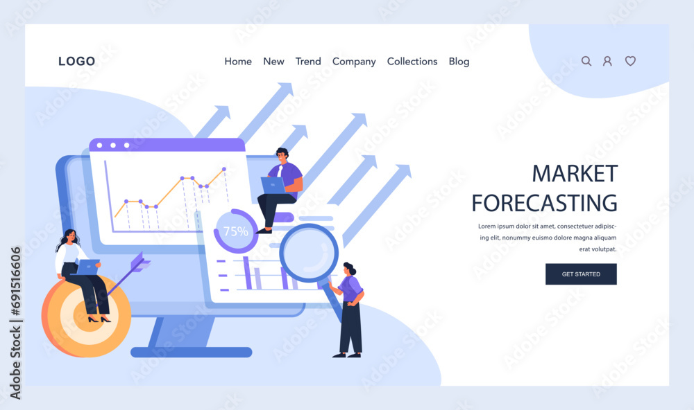 Poster market forecasting in focus. professionals study market trends on a giant screen, analyzing future p