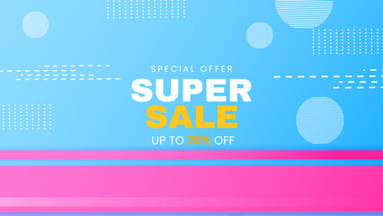 Pink and blue vector illustration mega big sale discount background design. Vector super sale template design. Big sales special offer. End of season party background