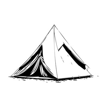 Tent Icon hand draw black colour army logo symbol perfect.