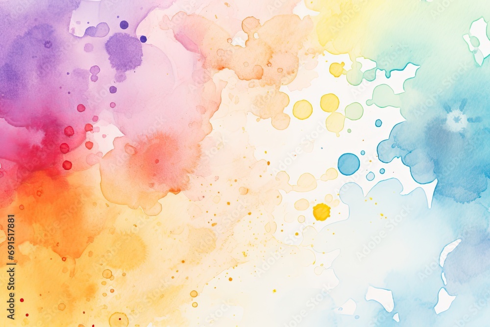 Poster rainbow blobs watercolor pattern on white background. abstract grunge texture. generative ai
