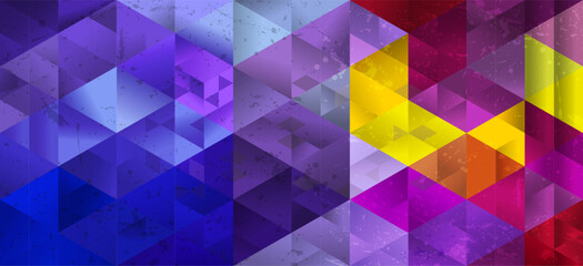 abstract geometric background with triangles, squares, paint strokes and splashes - 691518080