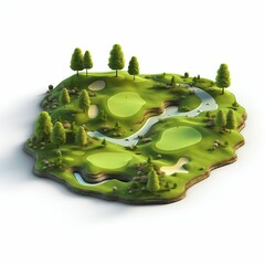 Isometric Miniature Golf Course Design. Generative ai