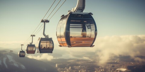 Cable Car Journey Above the City. Generative ai