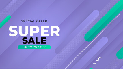 Obraz premium Green and purple violet vector abstract sale background design with shapes. Vector super sale template design. Big sales special offer. End of season party background