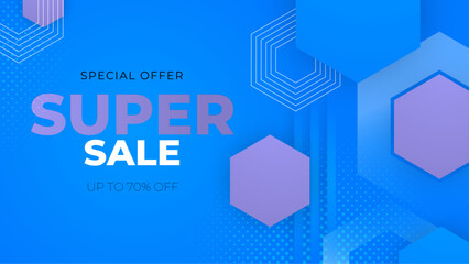 Blue and purple violet vector gradient mega super sale background. Vector super sale template design. Big sales special offer. End of season party background