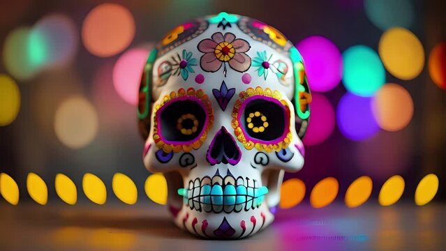 day of the dead skull using generative a.i