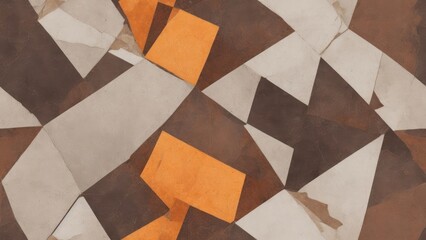 Dark and light shade brown orange gray abstract background. Geometric shape. Mosaic. Diagonal lines, triangles. Toned old cracked concrete surface texture. Colorful. Mix. Modern. generative AI.






