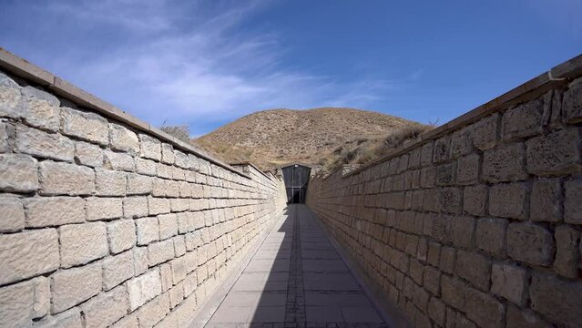 The Midas Mound Tumulus at Gordion ancient city 4K Gordion was listed as UNESCO World Heritage Site. Polatli, Ankara.