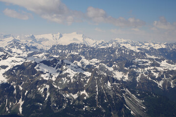 Panorama opening from Kitzsteinhorn, sky resort slope, Kaprun, Austria	