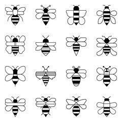 Set of bee icon. Pictogram vector design.