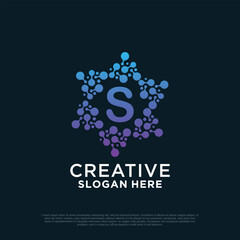 Connection logo design with letter creative concept Premium Vector