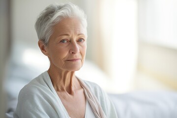Fototapeta na wymiar Closeup Portrait of Mature Woman in Hospital