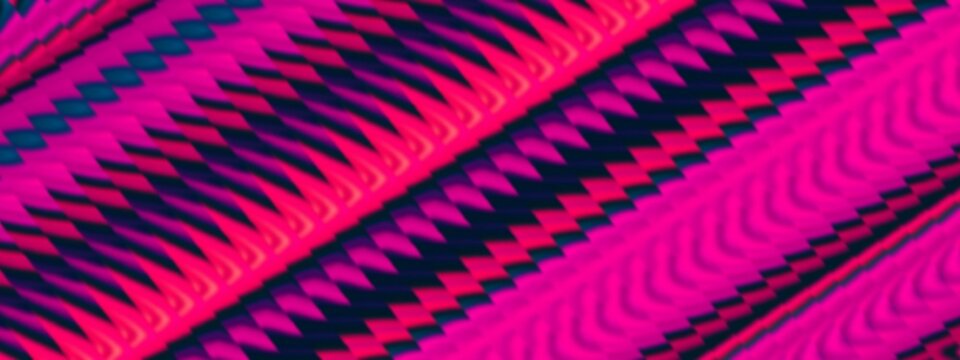 Neon glowing effect of striped lines. Horizontal high-resolution mesmerizing background style of images featuring blurred ans glowing effects to adding a tactile feel to website designs. NOT AI.