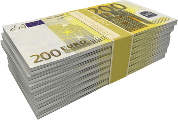 200 € euro bills stacked with band 250 x 200 - obrazy, fototapety, plakaty