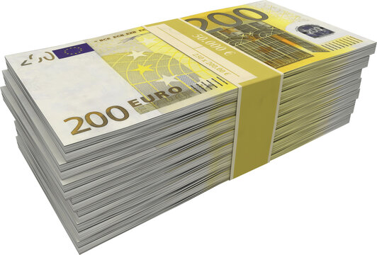 200 € euro bills stacked with band 250 x 200