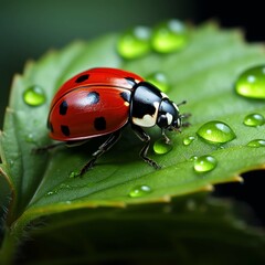Naklejka premium ladybug on a leaf