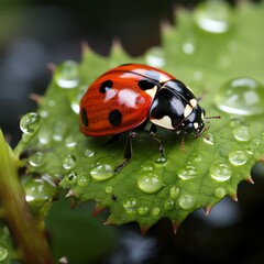 Fototapeta premium ladybug on a leaf