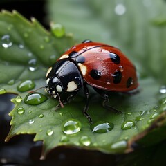 Fototapeta premium ladybird on leaf