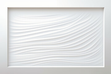White frame border with wavy background and minimal 3d textured surface. Modern interior decor element