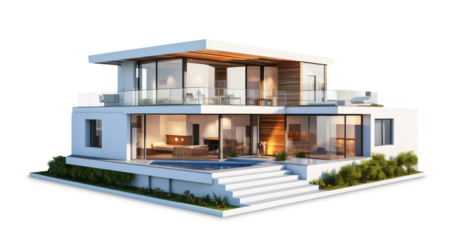 Modern house on transparent background