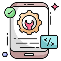 Unique design icon of mobile development 