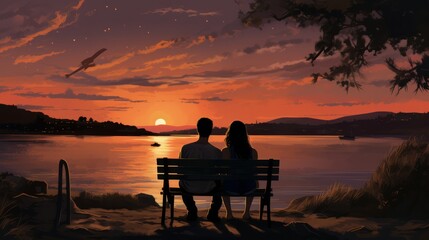 Fototapeta na wymiar Romantic Sunset on the beach