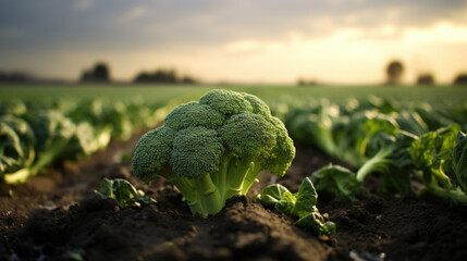 vegetables broccoli production and cultivation, green business, entrepreneurship harvest. - obrazy, fototapety, plakaty