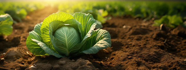 vegetables cabbage production and cultivation, green business, entrepreneurship harvest. banner - obrazy, fototapety, plakaty