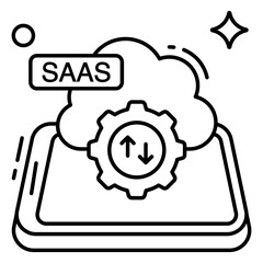 Conceptual linear design icon of cloud setting