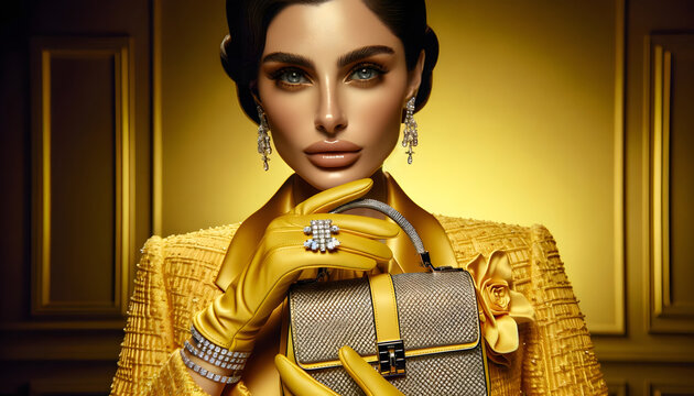 Posing with Luxury Handbag, A Fashion Woman's Statement