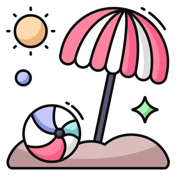 Editable design icon of beach 