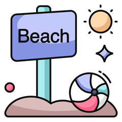 Editable design icon of beach board 
