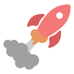 Rocket vector icon. Space rocket logo. Rocket launch symbol. Taking off space shuttle. Rocket takeoff simple flat icon. Vector illustration.