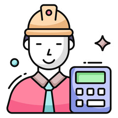 Avatar wearing hard hat, icon of labor 