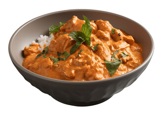 Butter chicken on transparent background. Generative AI.