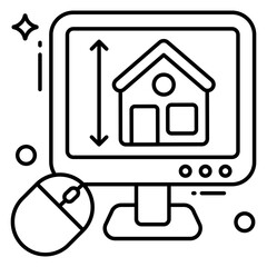 A colored design icon of home measurement