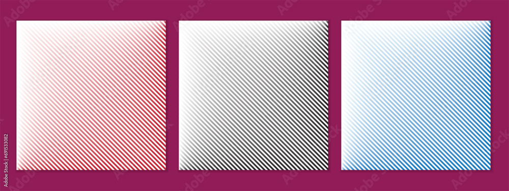 Poster abstract seamless set of diagonal gradient line pattern vector perfect for banner poster.