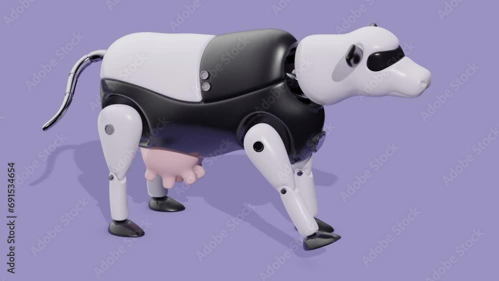 Aufkleber plastic robot cow. abstract loop animation