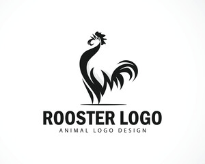 rooster logo design creative animal ,farm business black and white design vector © Khusniyawati