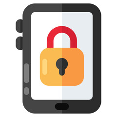 Conceptual flat design icon of locked mobile