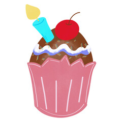 Chocolate cupcake with cherry