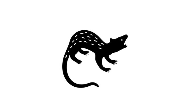 Tiger quoll , black isolated silhouette