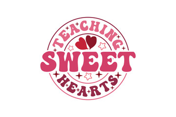 Obraz premium Retro valentines day t-shirt design. Retro Teacher Valentine T-shirt