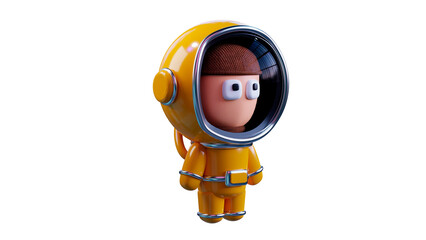 Space man in a yellow space suit. 3d render.