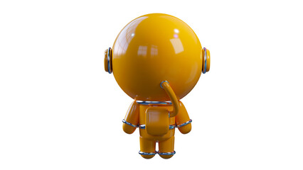 Space man in a yellow space suit. 3d render.