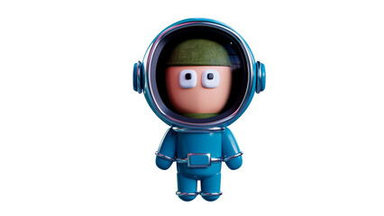 Space man in a blue space suit. 3d render.